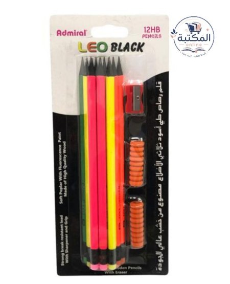 أقلام رصاص سوداء"أدميرال ليو بلاك"(Admiral Leo Black)مع ملحقاتها ✏️✨